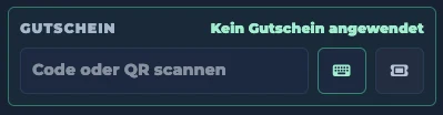 Gutscheinfeld in Nexus Billing mit Codeeingabe sowie Scanoptionen