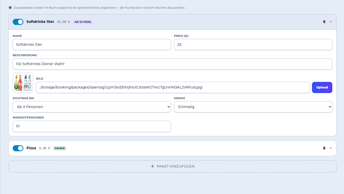 Konfiguration optionaler Zusatzpakete in PiBook