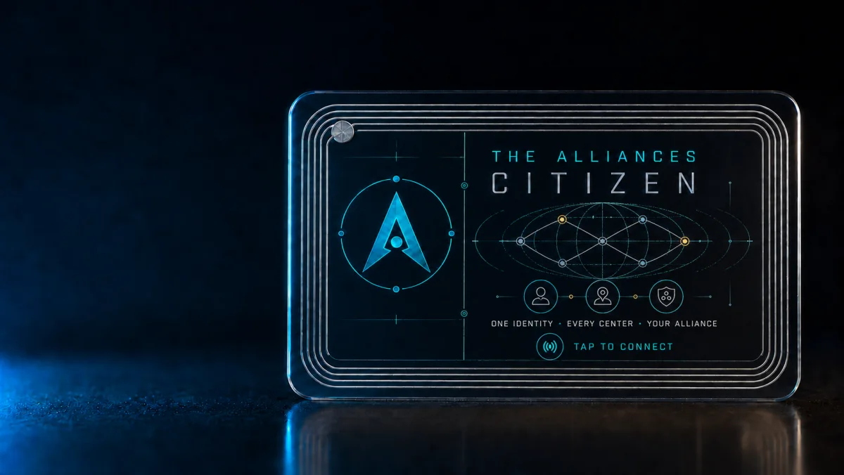 Physische The-Alliances Citizen Card mit NFC in einer Arena-Szene